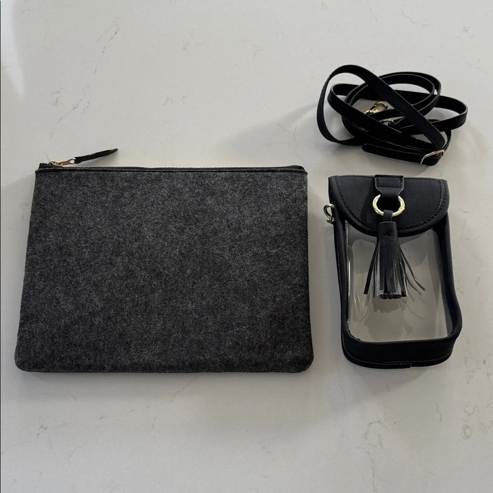 Phone bag clear with strap and Black and Gray Women's Bag Set ✨
